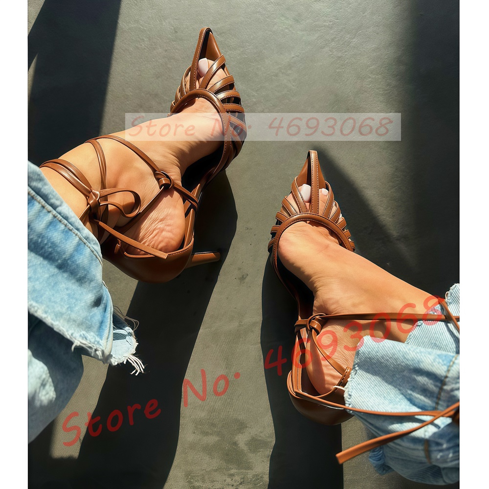 Brown Pointy Toe Caged Sandals - огляд і ціна Crossfit Lady