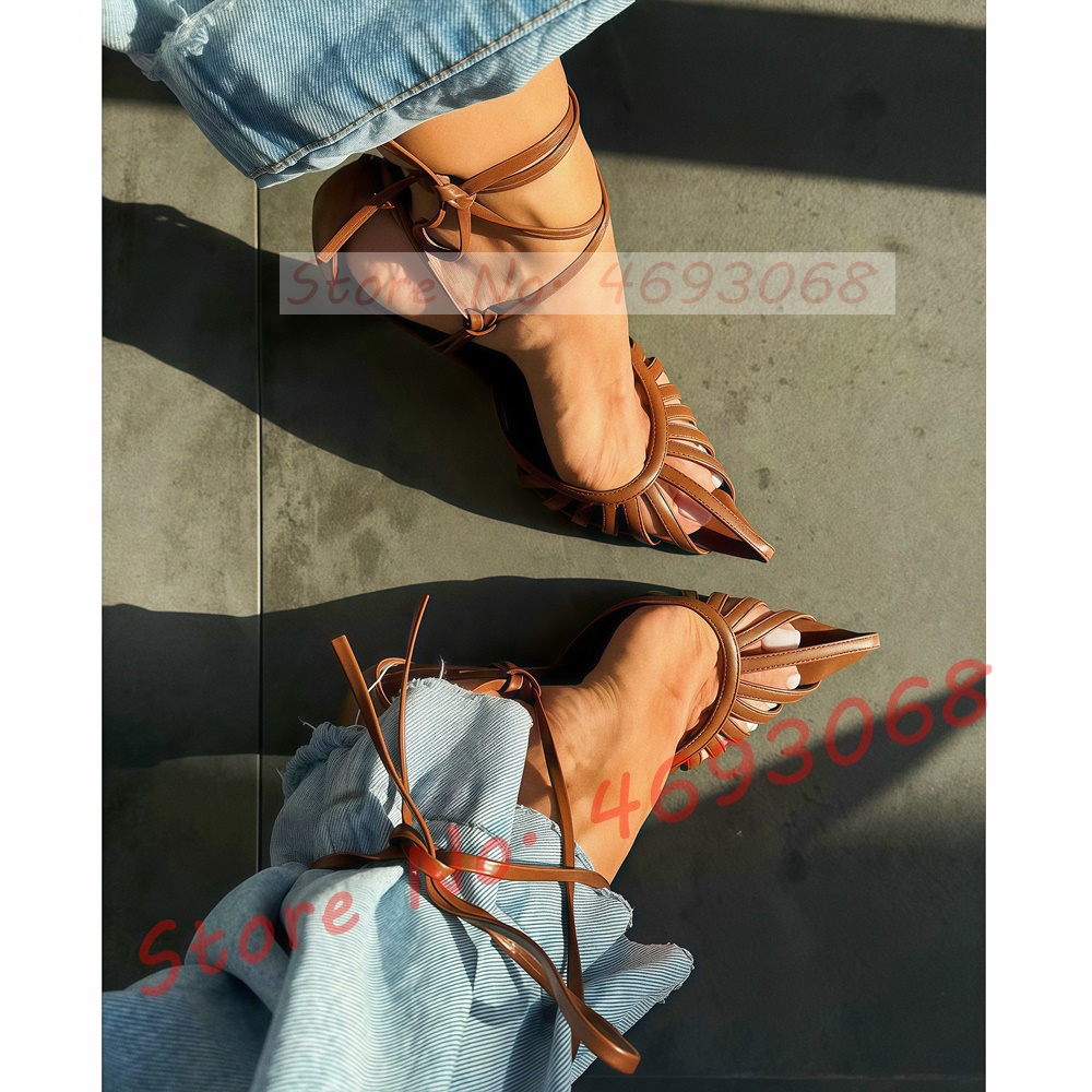 Brown Pointy Toe Caged Sandals - огляд і ціна Crossfit Lady
